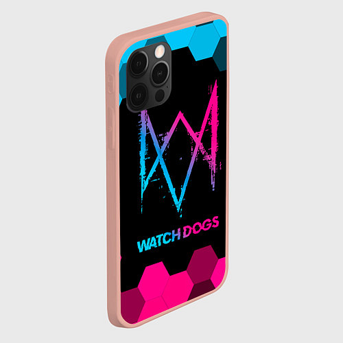 Чехол iPhone 12 Pro Max Watch Dogs - neon gradient / 3D-Светло-розовый – фото 2