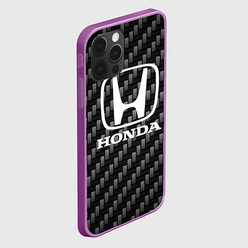 Чехол iPhone 12 Pro Max Honda абстракция карбон / 3D-Сиреневый – фото 2