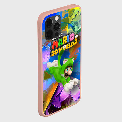 Чехол iPhone 12 Pro Max Luigi cat - Super Mario 3D World - Nintendo / 3D-Светло-розовый – фото 2