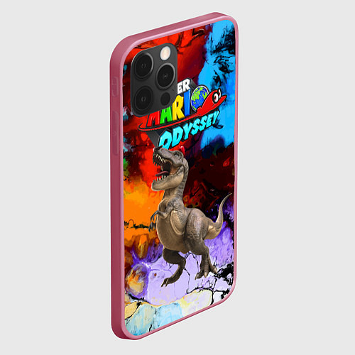 Чехол iPhone 12 Pro Max Super Mario Odyssey - Dinosaur - Nintendo / 3D-Малиновый – фото 2