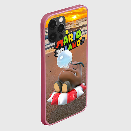 Чехол iPhone 12 Pro Max Goomba - Super Mario 3D Land / 3D-Малиновый – фото 2