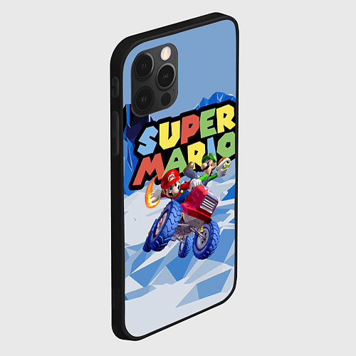 Чехол iPhone 12 Pro Max Марио и Луиджи гонщики - Super Mario / 3D-Черный – фото 2