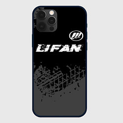 Чехол для iPhone 12 Pro Max Lifan speed на темном фоне со следами шин: символ, цвет: 3D-черный