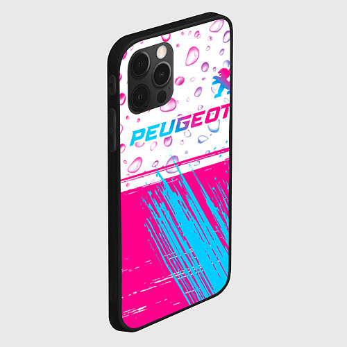 Чехол iPhone 12 Pro Max Peugeot neon gradient style: символ сверху / 3D-Черный – фото 2