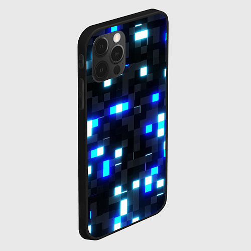 Чехол iPhone 12 Pro Max Неоновые светящиеся квадраты / 3D-Черный – фото 2