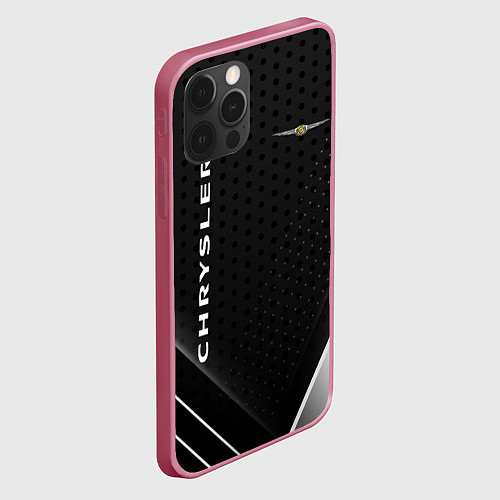 Чехол iPhone 12 Pro Max Chrysler Карбон / 3D-Малиновый – фото 2