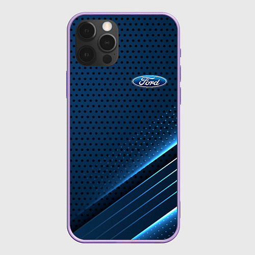 Чехол iPhone 12 Pro Max Ford Абстракция карбон / 3D-Сиреневый – фото 1
