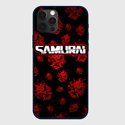 Чехол для iPhone 12 Pro Max Samurai - Красный паттерн - Cyberpunk, цвет: 3D-черный