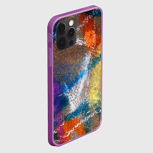 Чехол iPhone 12 Pro Max Рисунок цветными мелками на асфальте / 3D-Сиреневый – фото 2