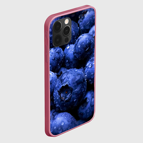 Чехол iPhone 12 Pro Max Роса на чернике / 3D-Малиновый – фото 2