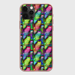 Чехол для iPhone 12 Pro Max Много котиков, цвет: 3D-светло-розовый