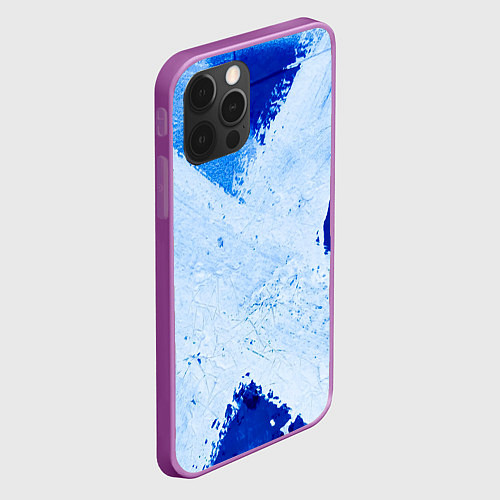 Чехол iPhone 12 Pro Max Белый крест на синем фоне / 3D-Сиреневый – фото 2