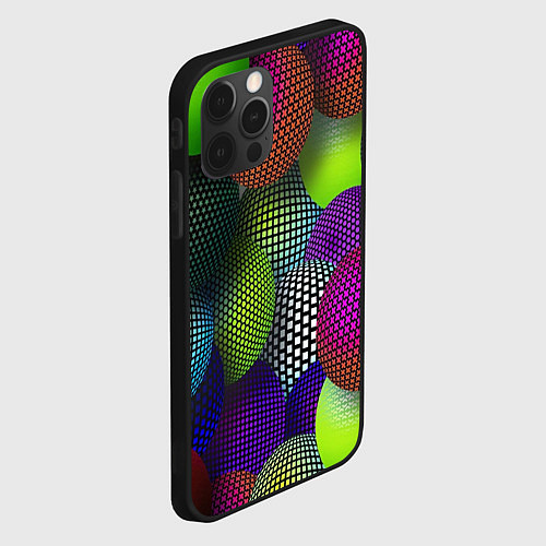 Чехол iPhone 12 Pro Max Трехмерные разноцветные шары / 3D-Черный – фото 2