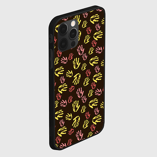 Чехол iPhone 12 Pro Max Отпечатки рук разноцветные / 3D-Черный – фото 2