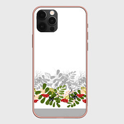 Чехол iPhone 12 Pro Max Веточки красной рябины с бабочками