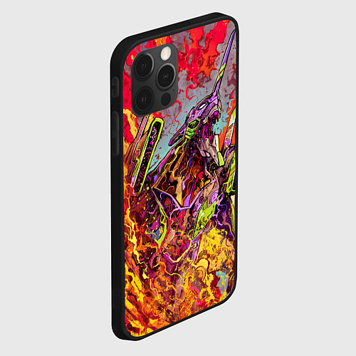 Чехол iPhone 12 Pro Max Евангелион красочный / 3D-Черный – фото 2