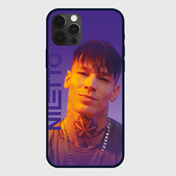 Чехол для iPhone 12 Pro Max Niletto на фиолетовом фоне, цвет: 3D-черный