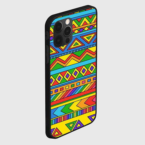 Чехол iPhone 12 Pro Max Красивый цветной орнамент / 3D-Черный – фото 2