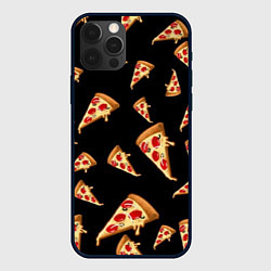 Чехол для iPhone 12 Pro Max Куски пиццы на черном фоне, цвет: 3D-черный