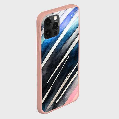 Чехол iPhone 12 Pro Max Акварельные полосы / 3D-Светло-розовый – фото 2