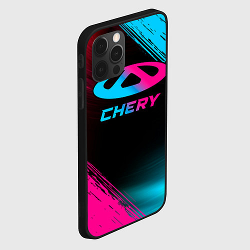 Чехол iPhone 12 Pro Max Chery - neon gradient / 3D-Черный – фото 2