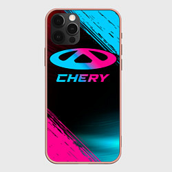 Чехол для iPhone 12 Pro Max Chery - neon gradient, цвет: 3D-светло-розовый