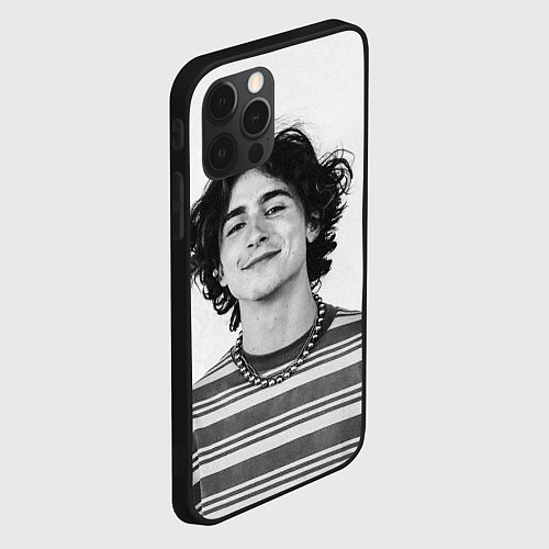 Чехол iPhone 12 Pro Max Timothee Chalamet black white photo / 3D-Черный – фото 2