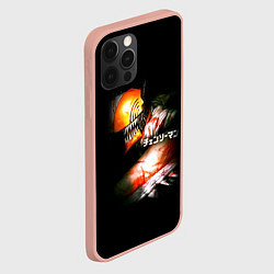 Чехол для iPhone 12 Pro Max Человек-бензопила Дэндзи на чёрном фоне, цвет: 3D-светло-розовый — фото 2