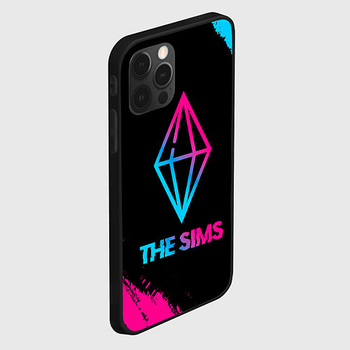 Чехол iPhone 12 Pro Max The Sims - neon gradient / 3D-Черный – фото 2