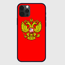 Чехол для iPhone 12 Pro Max Герб Российской Империи на красном фоне, цвет: 3D-черный