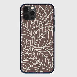 Чехол для iPhone 12 Pro Max Кофеиновый паттерн из листьев, цвет: 3D-черный