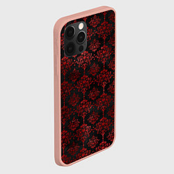Чехол для iPhone 12 Pro Max Красные классические узоры на черном фоне, цвет: 3D-светло-розовый — фото 2