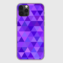 Чехол для iPhone 12 Pro Max Фиолетовые фигуры, цвет: 3D-серый
