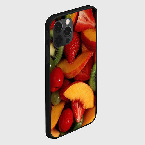 Чехол iPhone 12 Pro Max Фруктово ягодный фон / 3D-Черный – фото 2