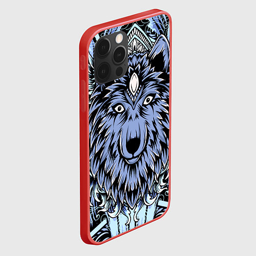Чехол iPhone 12 Pro Max Изображение волка / 3D-Красный – фото 2