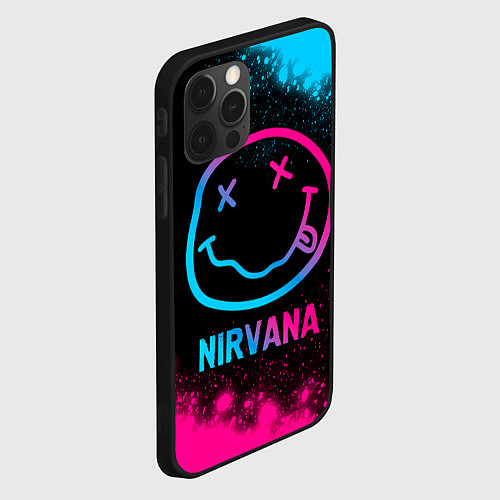 Чехол iPhone 12 Pro Max Nirvana - neon gradient / 3D-Черный – фото 2