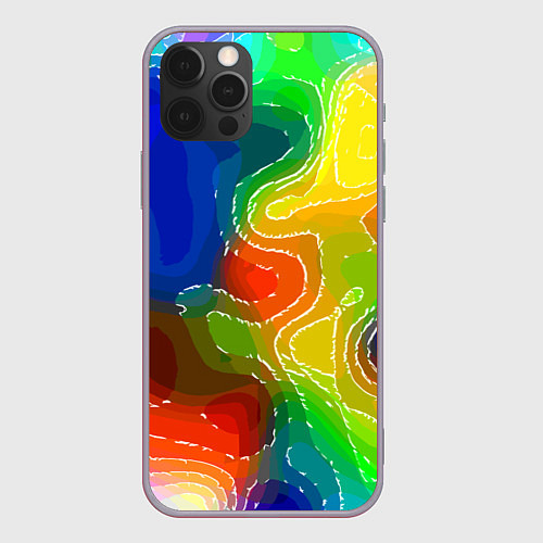 Чехол iPhone 12 Pro Max Разноцветная абстрактная композиция / 3D-Серый – фото 1