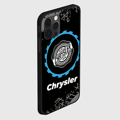 Чехол iPhone 12 Pro Max Chrysler в стиле Top Gear со следами шин на фоне / 3D-Черный – фото 2