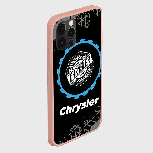 Чехол iPhone 12 Pro Max Chrysler в стиле Top Gear со следами шин на фоне / 3D-Светло-розовый – фото 2