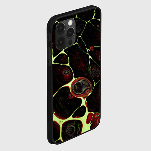 Чехол iPhone 12 Pro Max Кислотные разломы на поверхности / 3D-Черный – фото 2