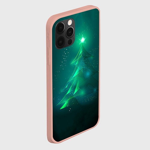 Чехол iPhone 12 Pro Max Новогодняя неоновая кибер-елочка / 3D-Светло-розовый – фото 2