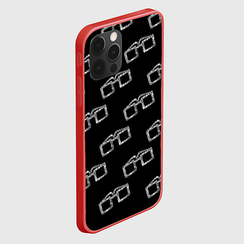 Чехол iPhone 12 Pro Max Модные очки черно-белый узор / 3D-Красный – фото 2