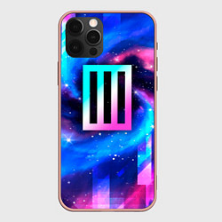 Чехол для iPhone 12 Pro Max Paramore неоновый космос, цвет: 3D-светло-розовый