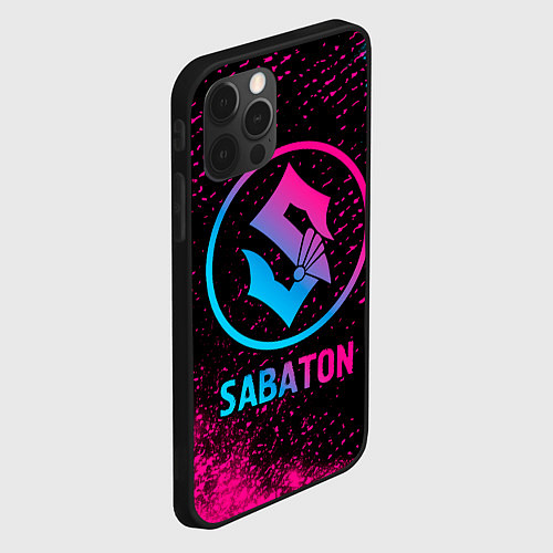 Чехол iPhone 12 Pro Max Sabaton - neon gradient / 3D-Черный – фото 2