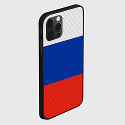 Чехол для iPhone 12 Pro Max Триколор - флаг России плетёный, цвет: 3D-черный — фото 2