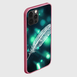 Чехол для iPhone 12 Pro Max Белое перо голубя, цвет: 3D-малиновый — фото 2