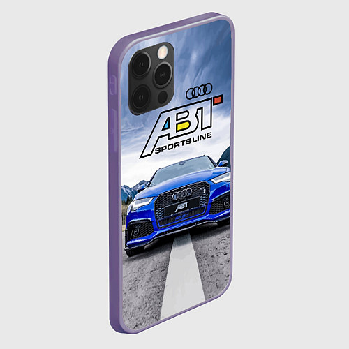 Чехол iPhone 12 Pro Max Audi ABT - sportsline на трассе / 3D-Серый – фото 2