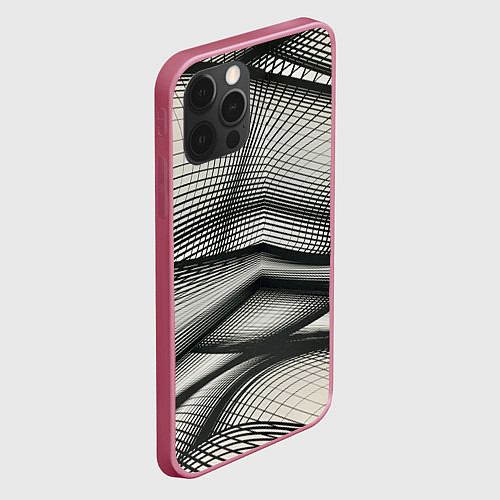 Чехол iPhone 12 Pro Max Переплетение сетей / 3D-Малиновый – фото 2