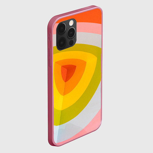 Чехол iPhone 12 Pro Max Красно-жёлто-оранжевый паттерн / 3D-Малиновый – фото 2