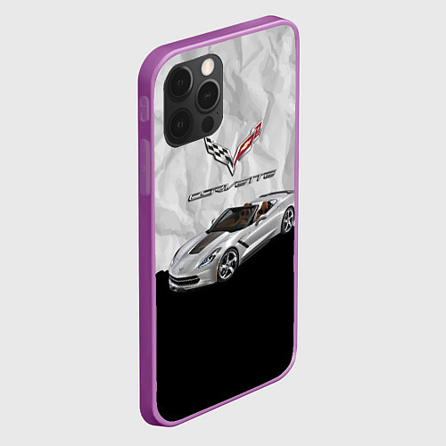 Чехол iPhone 12 Pro Max Chevrolet Corvette - motorsport / 3D-Сиреневый – фото 2